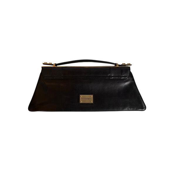 Alexis Hudson Black Leather Top Handle Bag – Y2K Purse w/ Gold Turnlock Accents - Picture 2 of 11